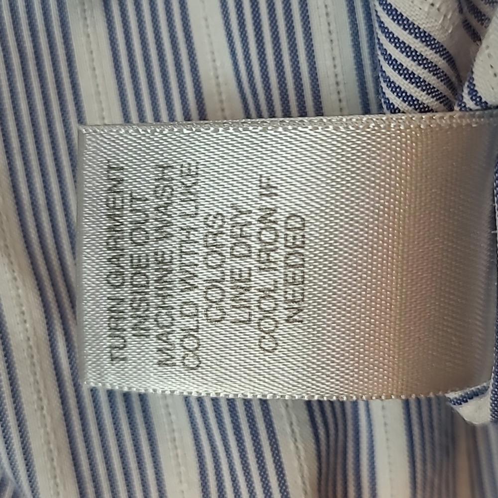 AVENUE THE BEDFORD PLUS SIZE BLUE WHITE STRIPED BUTTON-UP BLOUSE - Picture 12 of 13